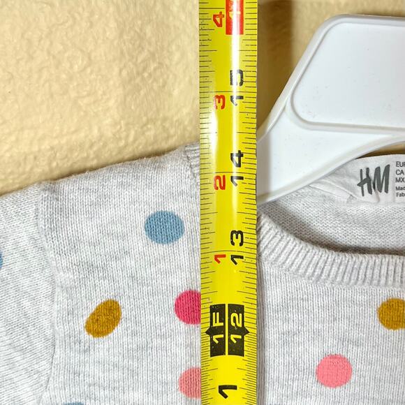 H&M Girls Gray Knit Polka Dot Crewneck Sweater 4-6Y - Picture 5 of 10